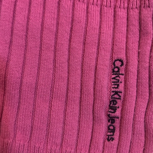 Calvin Klein Pink V-Neck vintage Ribbed Sweater with flare sleeves 100% cotton - Picture 2 of 7
